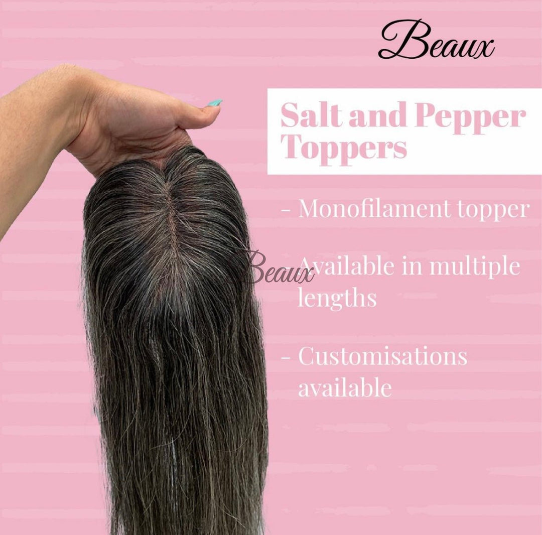 4x4" Salt & Pepper Lace Hair Topper